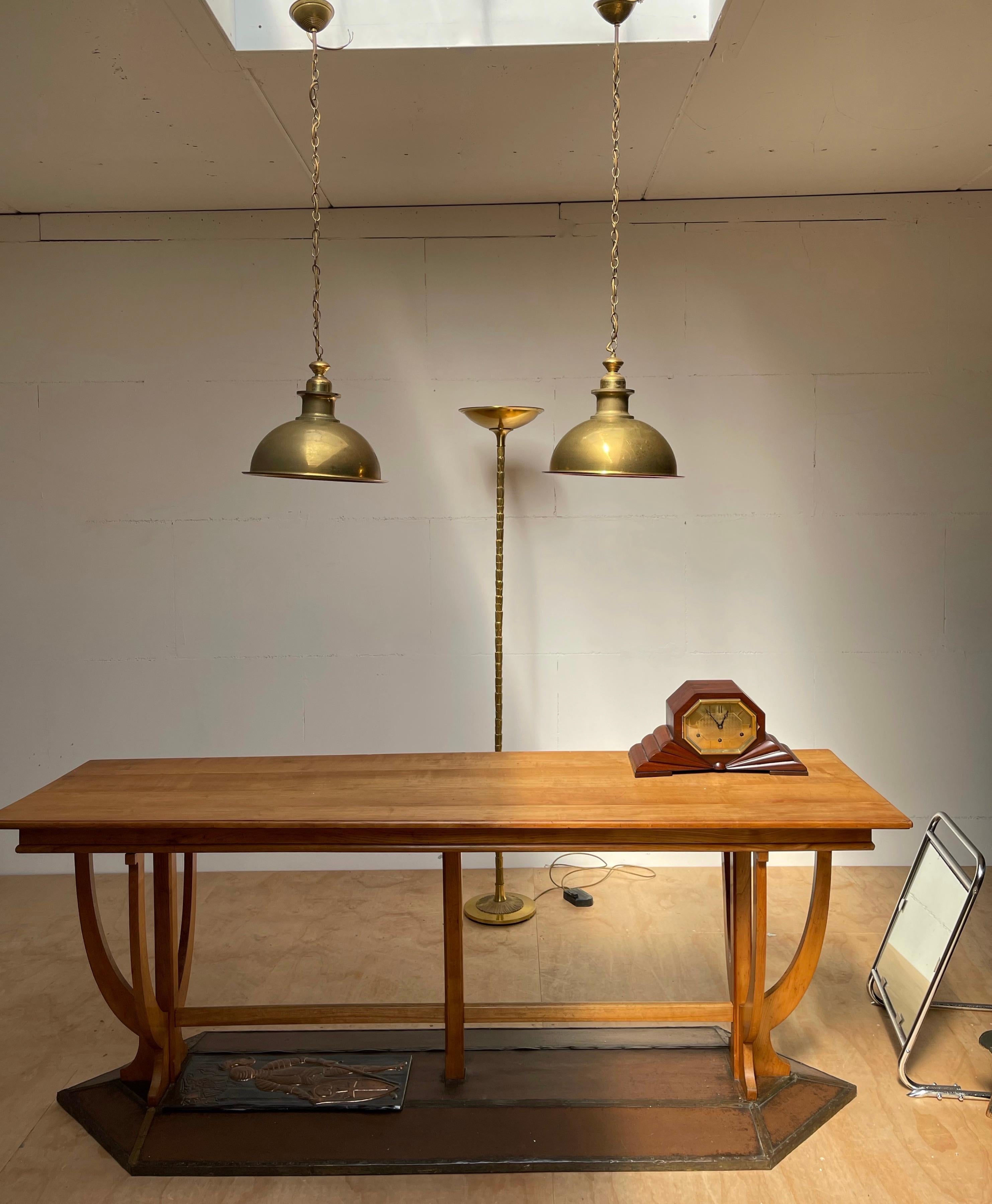 Rare Set of 10 Mid-Century Modern Brass Kitchen, Bar / Restaurant Pendant Lights In Good Condition For Sale In Lisse, NL
