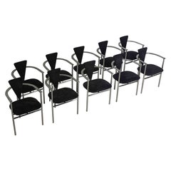Rare set of 10 postmodern Belgochrom chairs, 1980s