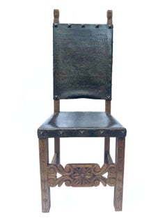 Rare Set of 10 spanish Colonial Revival Dining Chairs - Peru Circa 1930