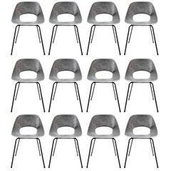 Rare Set of 12 Aluminium Chairs by Pierre Guariche