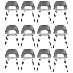 Rare Set of 12 Aluminium Chairs by Pierre Guariche