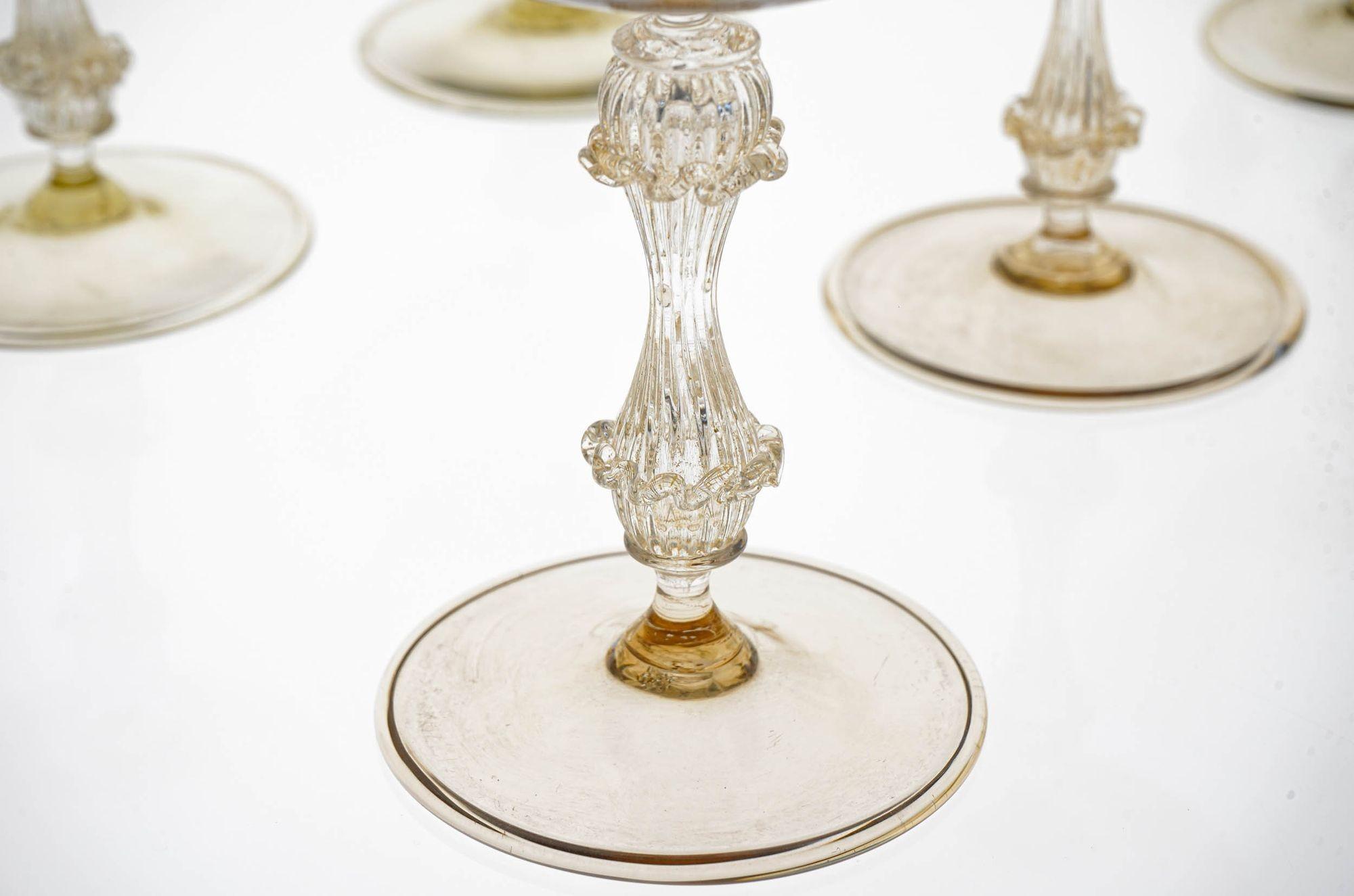 Rare Set of 12 Classic Cenedese Fume and Gold Champagne Glass . Unique For Sale 7