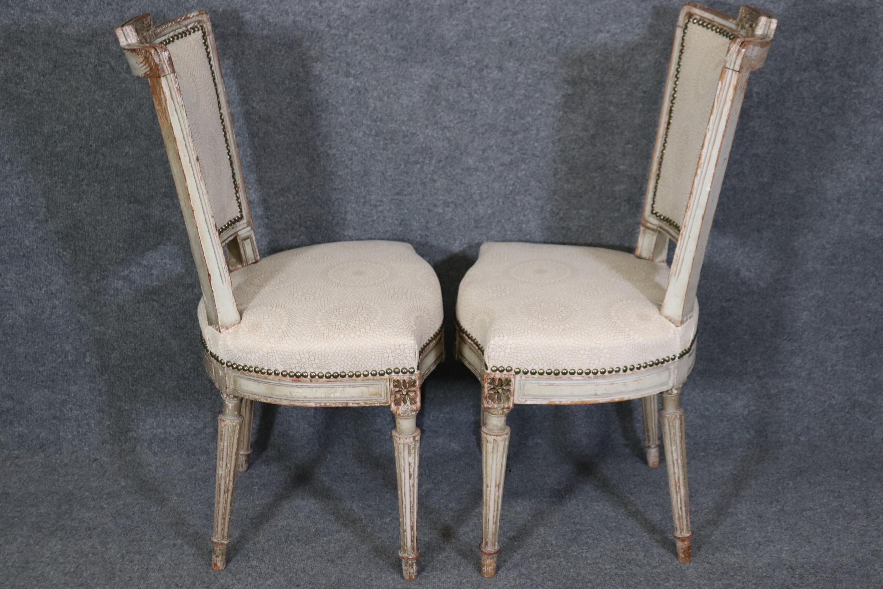 Early 20th Century Rare Set of 12 Distressed Paint Decorated Maison Jansen Dining Chairs Circa 1920