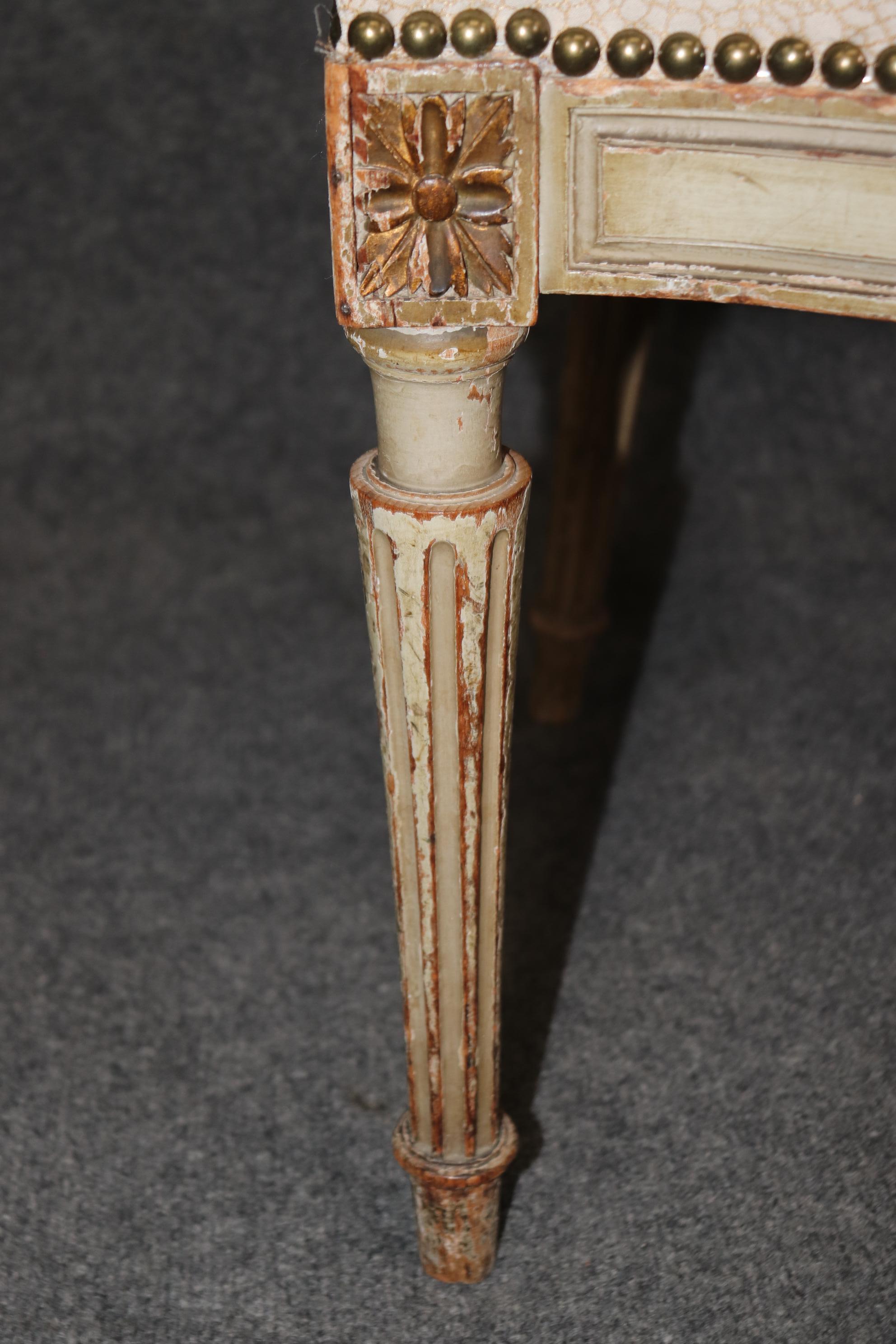 Rare Set of 12 Distressed Paint Decorated Maison Jansen Dining Chairs Circa 1920 For Sale 2