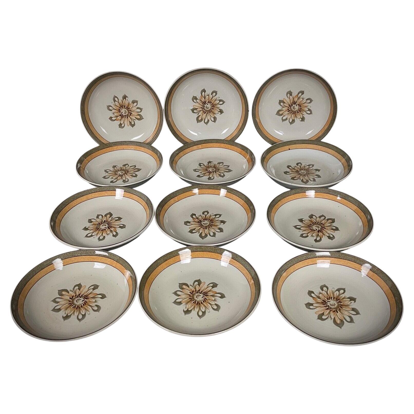 Rare Set of 12 French CNP Grès de la Vallée Dessert Bowls - 2Y366