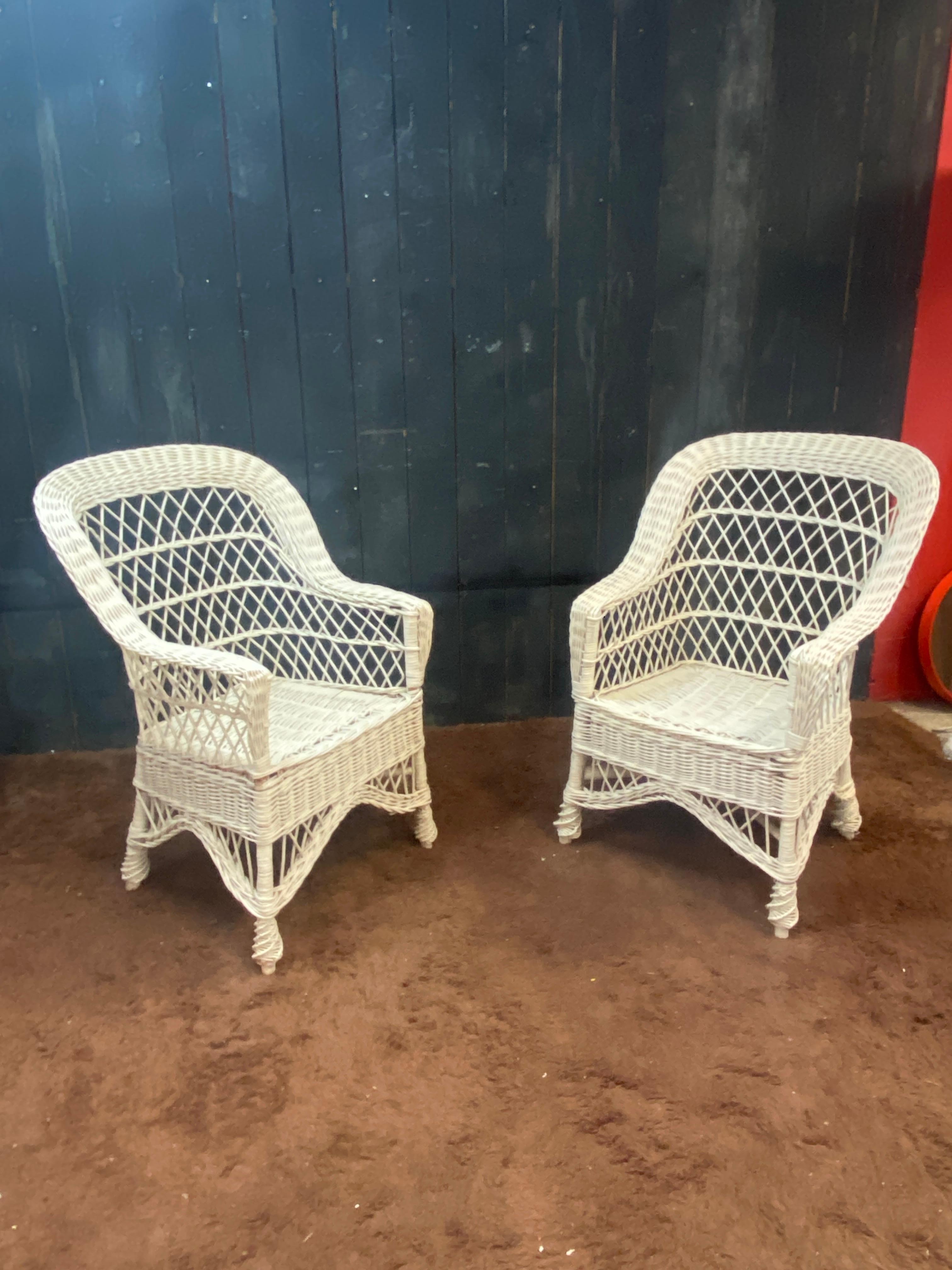 Rare ensemble de 10 fauteuils de véranda en rotin circa 1970/1980 Très bon état d'usage en vente 1
