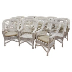 Rare set of 10 rattan veranda armchairs circa 1970/1980 Very good used condition