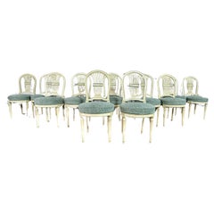 Rare Set of 12 Renewed Louis XVI Baloon Dining Chairs