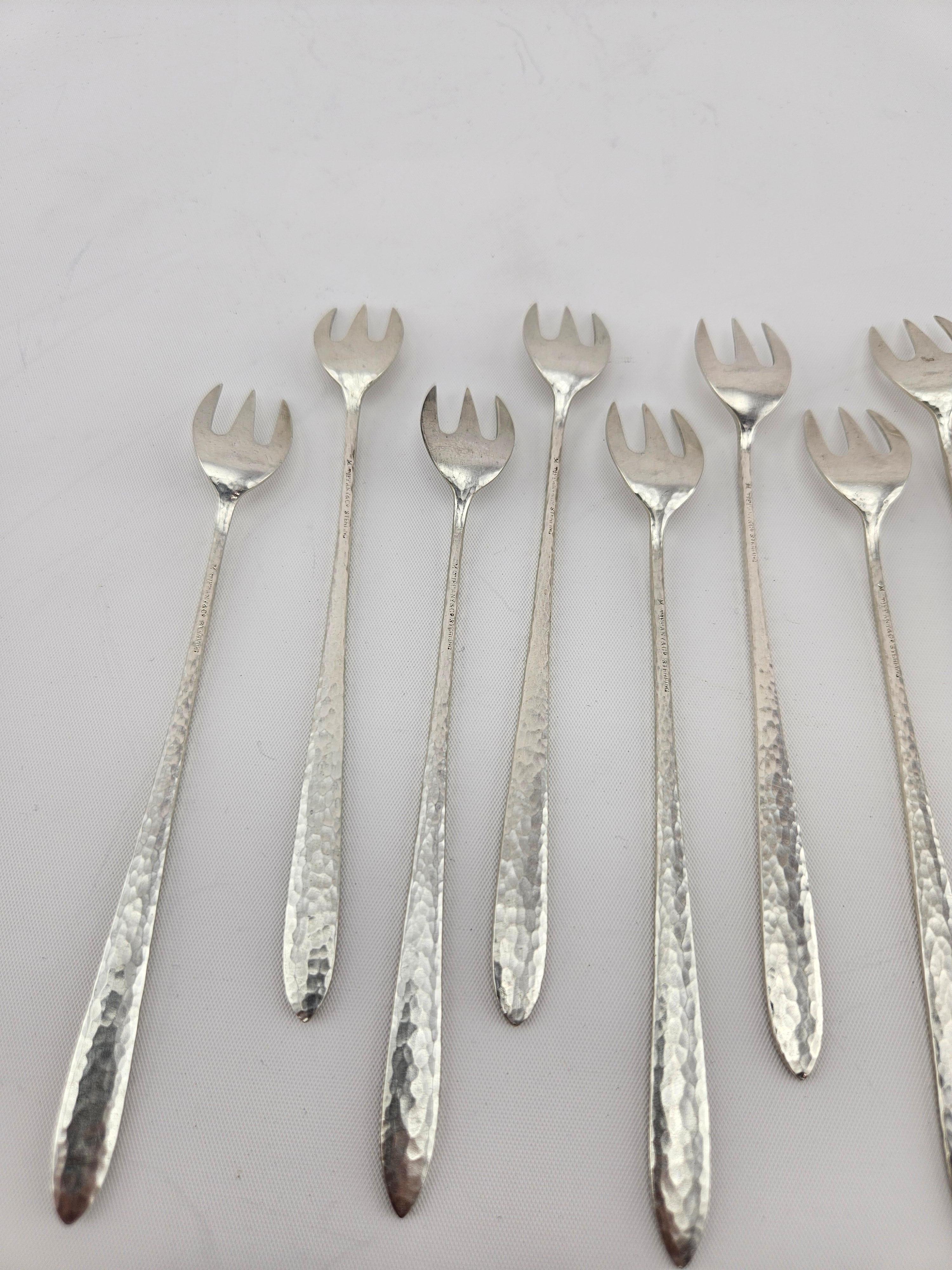 Rare Set of 12 Sterling Silver Tiffany & Co Olive Forks For Sale 1