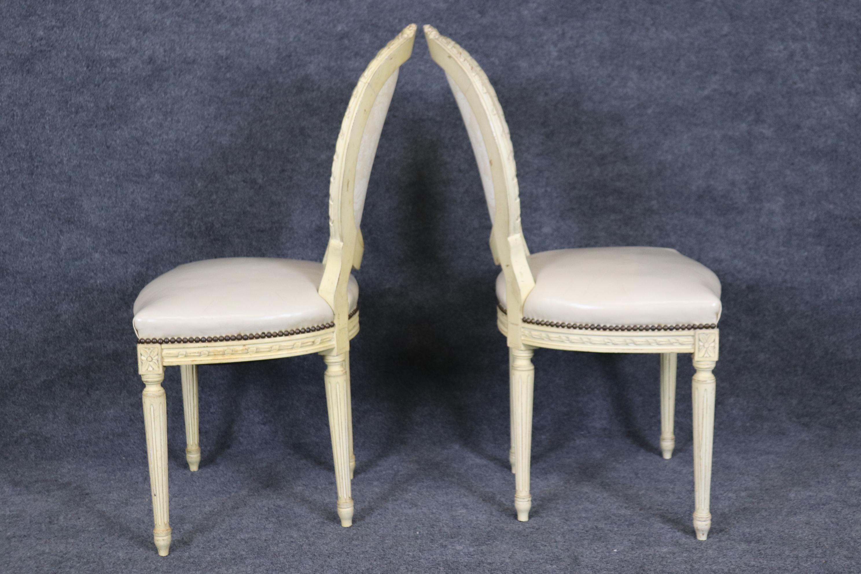 Rare Set of 16 Carved Creme Painted Cameo Back French Louis XVI Dining Chairs  For Sale 1