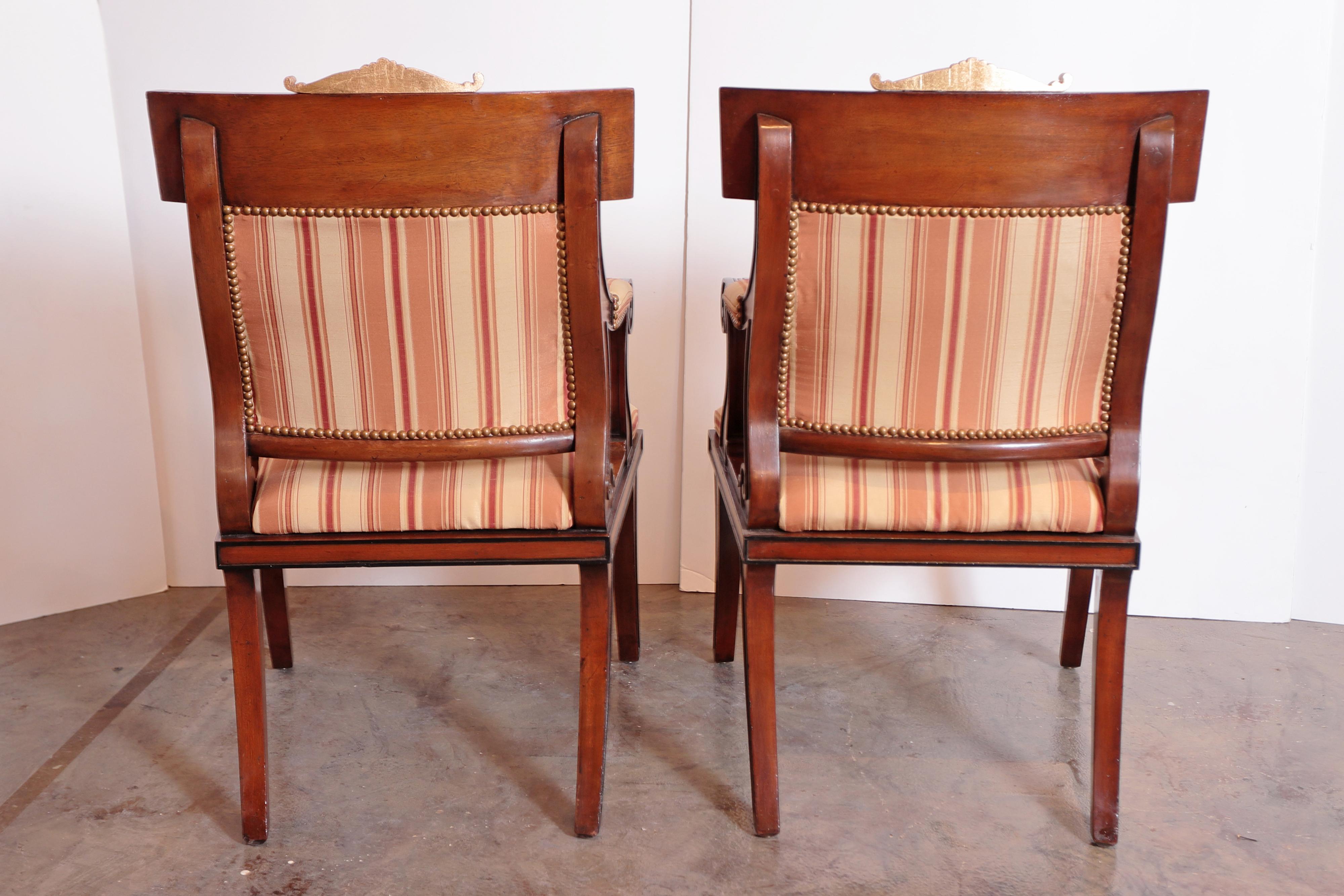 Rare Set of 10 English Regency Style Dining Chairs In Good Condition For Sale In Dallas, TX