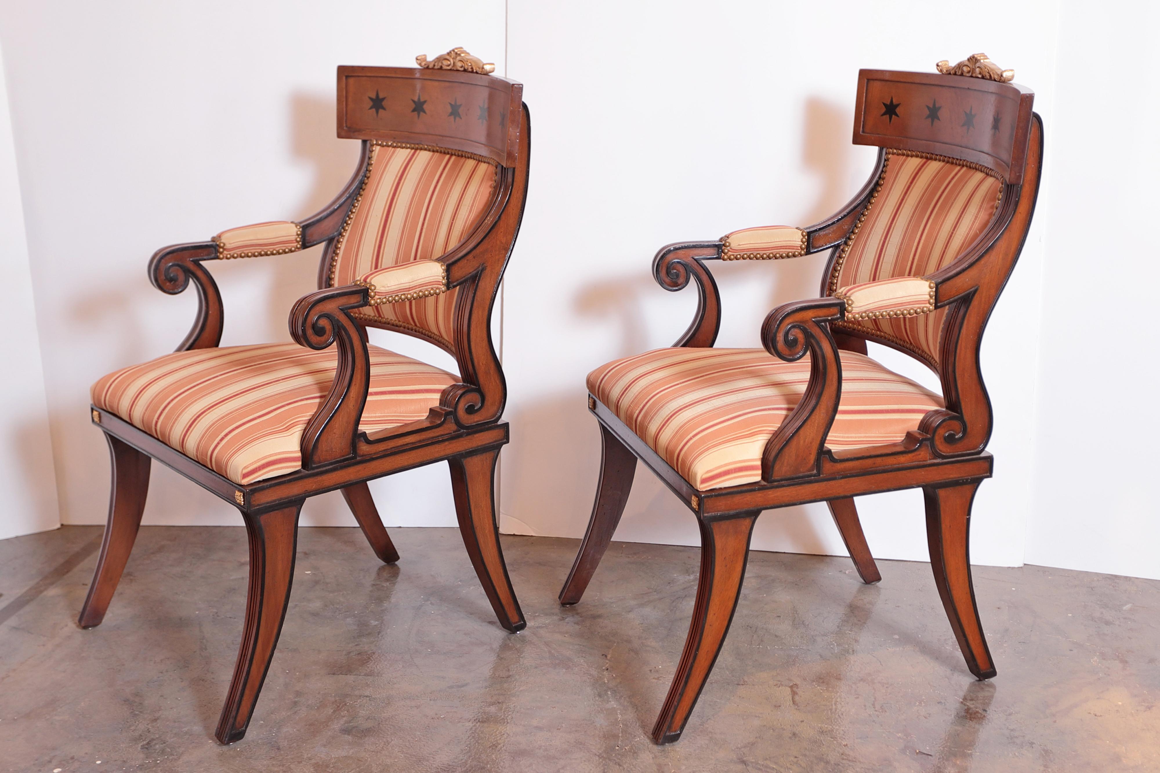 Rare Set of 10 English Regency Style Dining Chairs For Sale 1