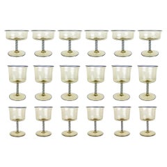 Vintage rare set of 18 Murano glass goblets by Vittorio Zecchin for Pauly & Co, 1930s
