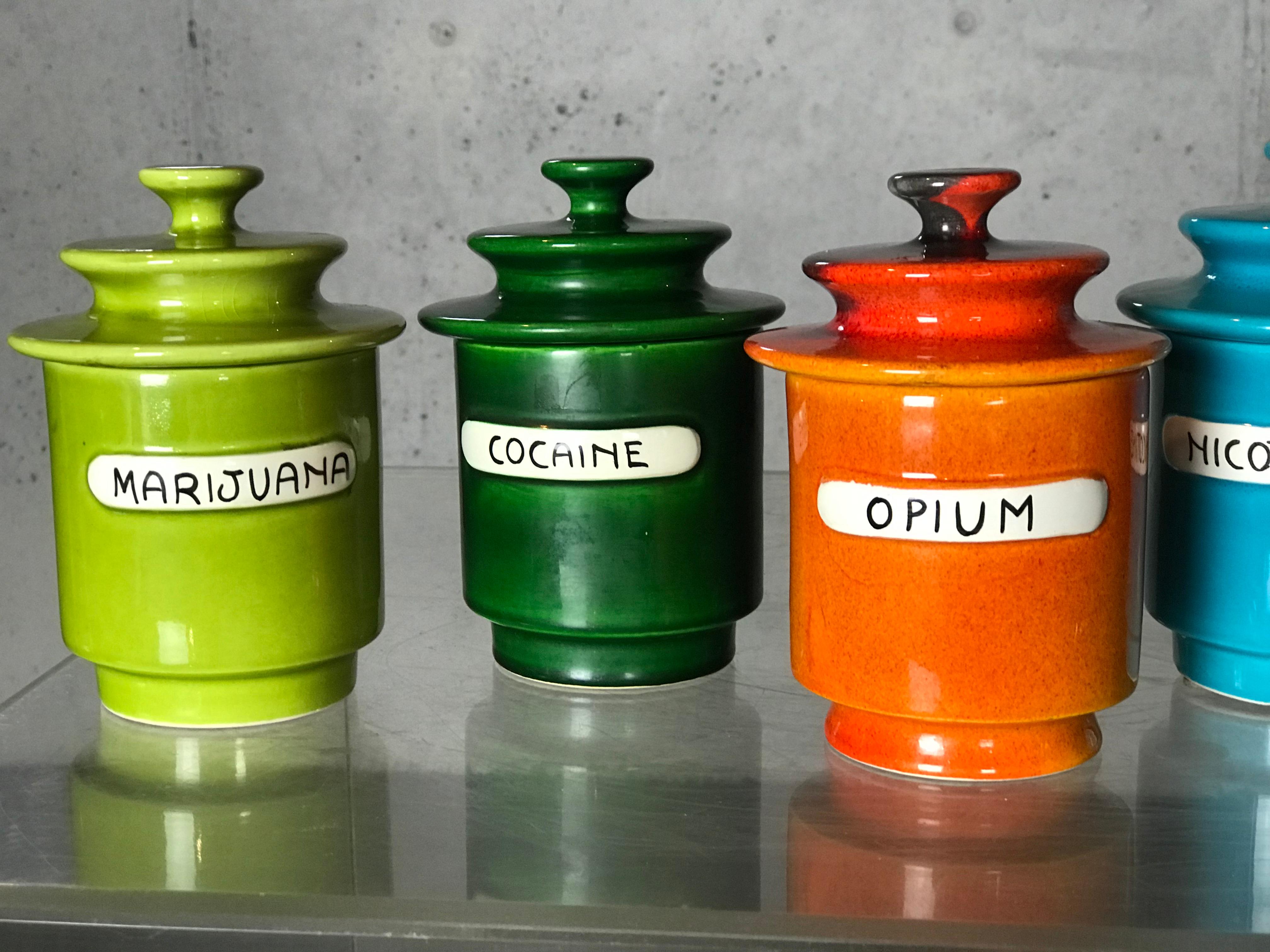 Rare Set of 1960s Lidded Apothecary 