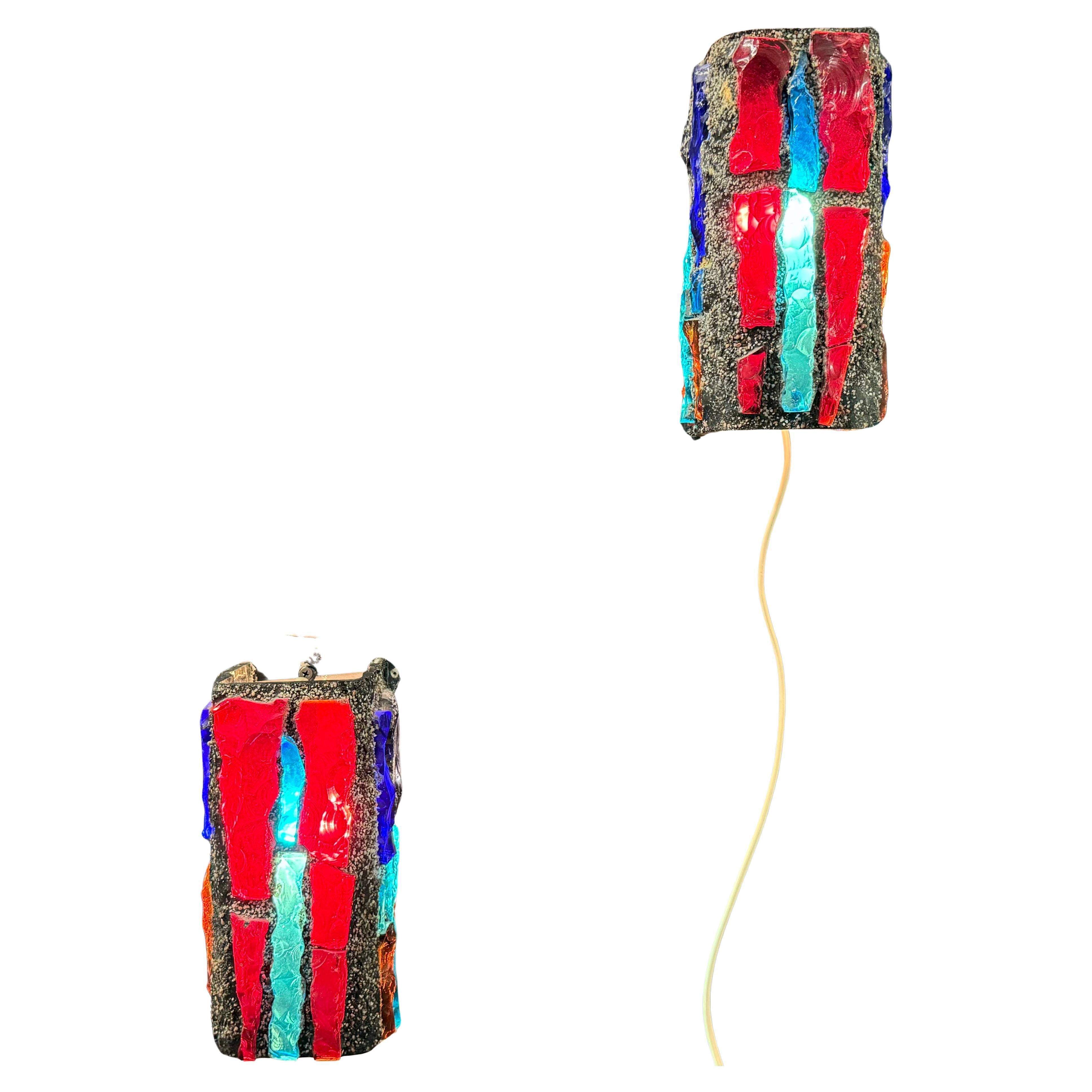 rare ensemble de 2 appliques murales d'artistes en vente