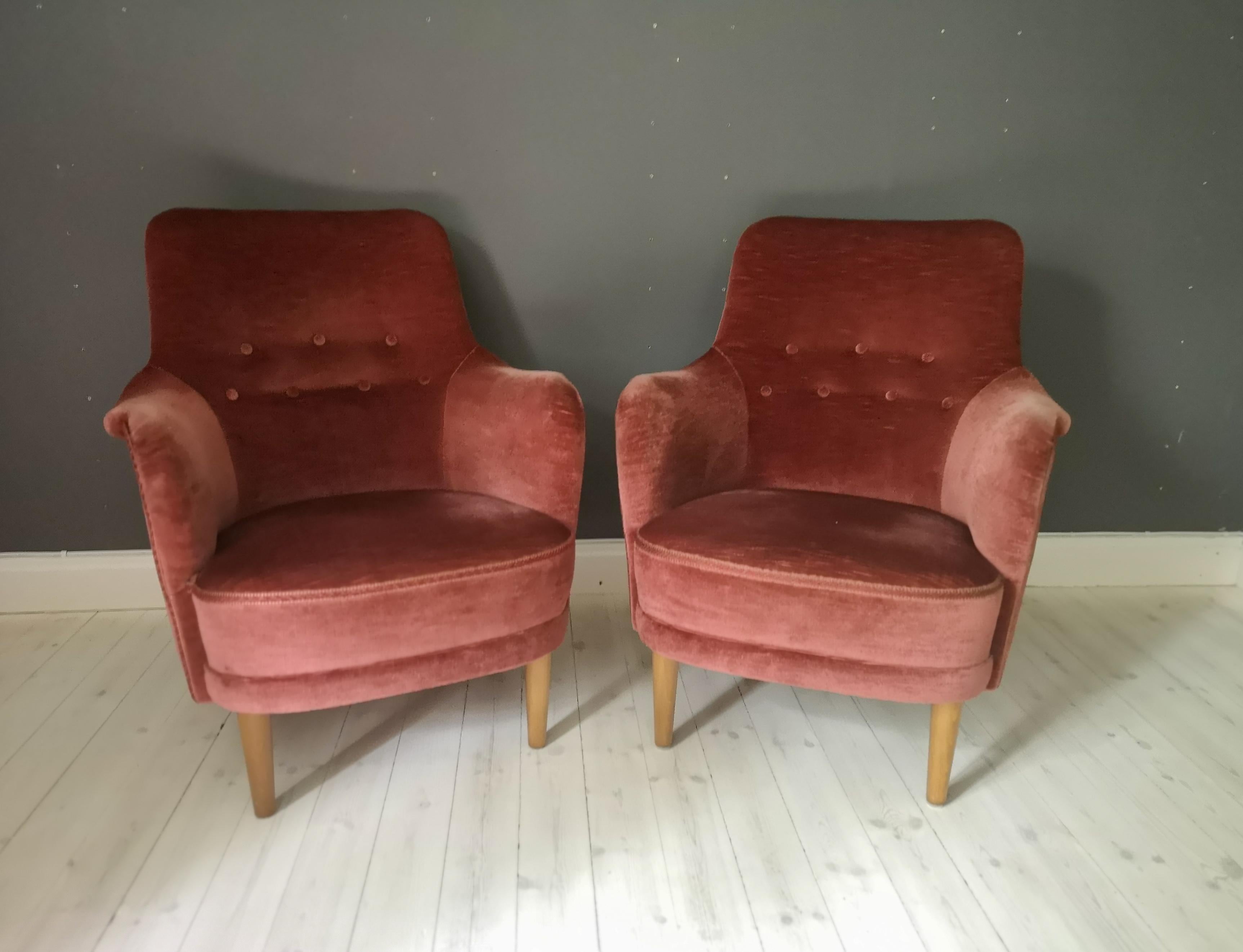 Scandinavian Modern Rare Set of 2 Carl Malmsten 