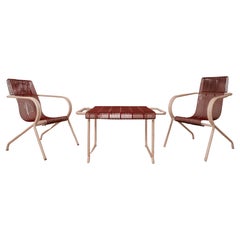 Raro set di 2 sedie e 1 tavolo in metallo di Claude Adrien per MAM Francia anni '40