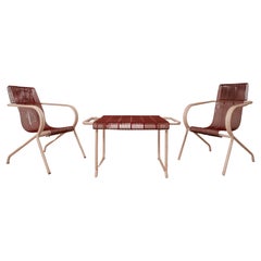 Rare ensemble de 2 chaises et 1 table en métal de Claude Adrien pour MAM France, années 1940