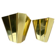 rare Set of 2 CUBIC solid Brass Wall Light Sconces by EGOLUCE, Italy 1980s