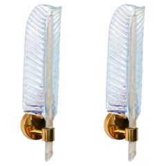 Raro set di 2 applique di lusso Barovier&Toso a forma di foglia