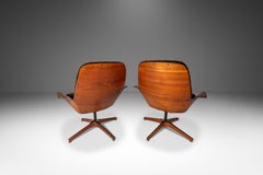 Rare Set of 2 "Mrs." Chairs in Walnut, George Mulhauser, Plycraft, USA, c. 1960s