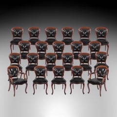 Rare Set of 22 Nineteenth Century Antique Dining Chairs with Leather Upholstery