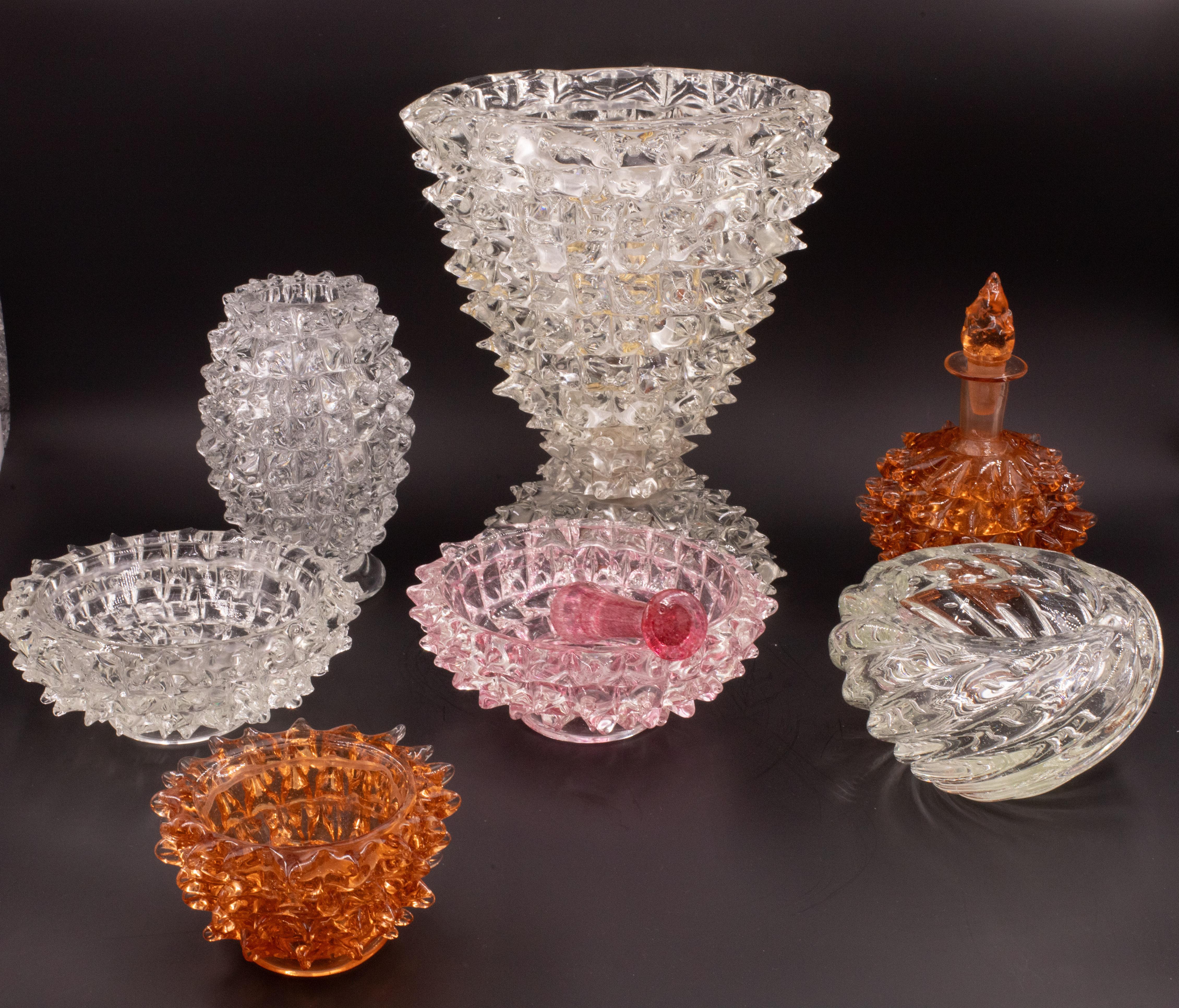Rare Set of 3 Amber Rostrato Murano Glass Vases by Barovier & Toso, 1940s For Sale 8