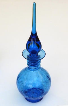 Rare Set of 3 American Art Glass Decanters by Joel Myers for Blenko Glassworks