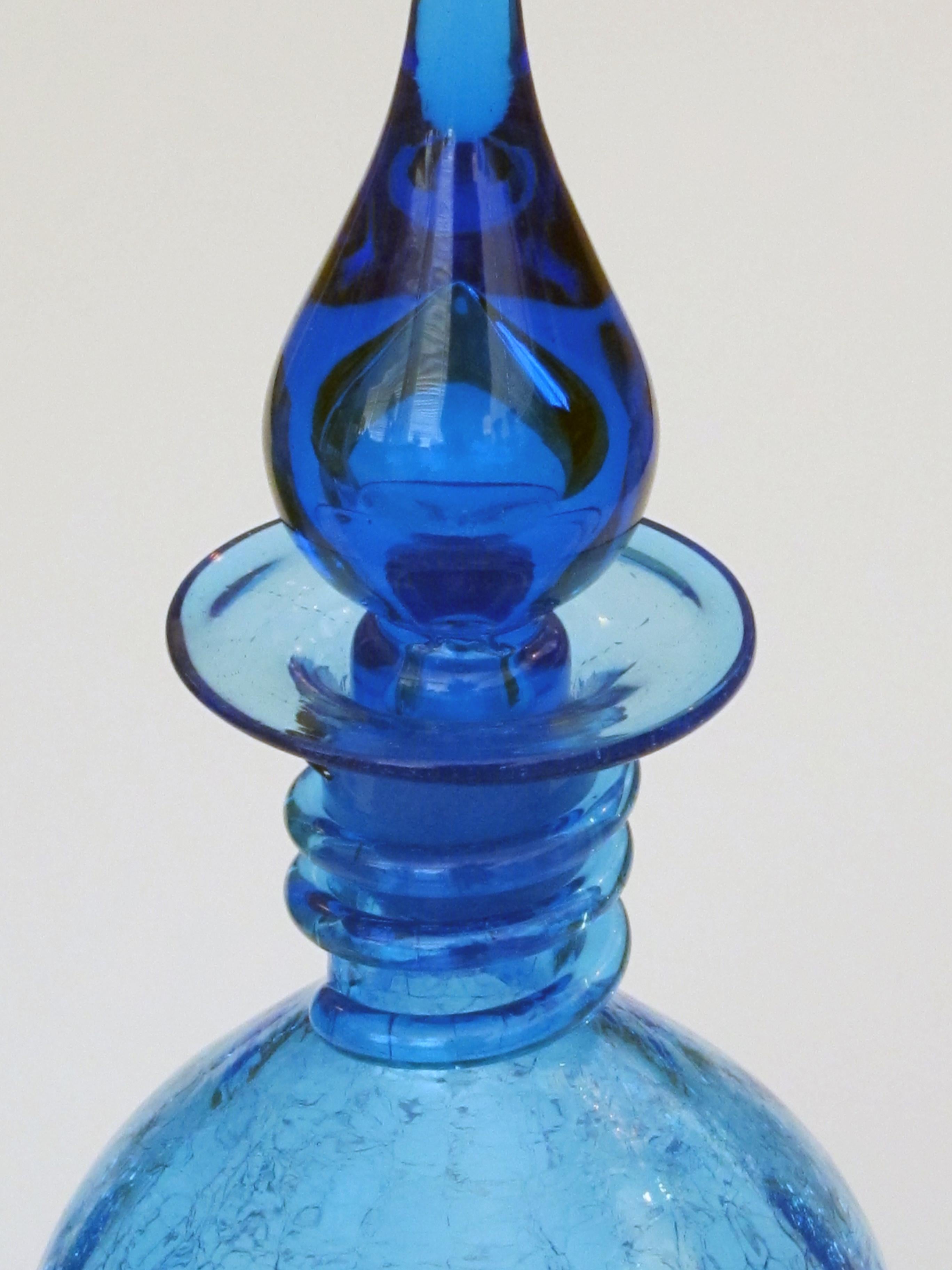 Mid-20th Century Rare Set of 3 American Art Glass Decanters by Joel Myers for Blenko Glassworks