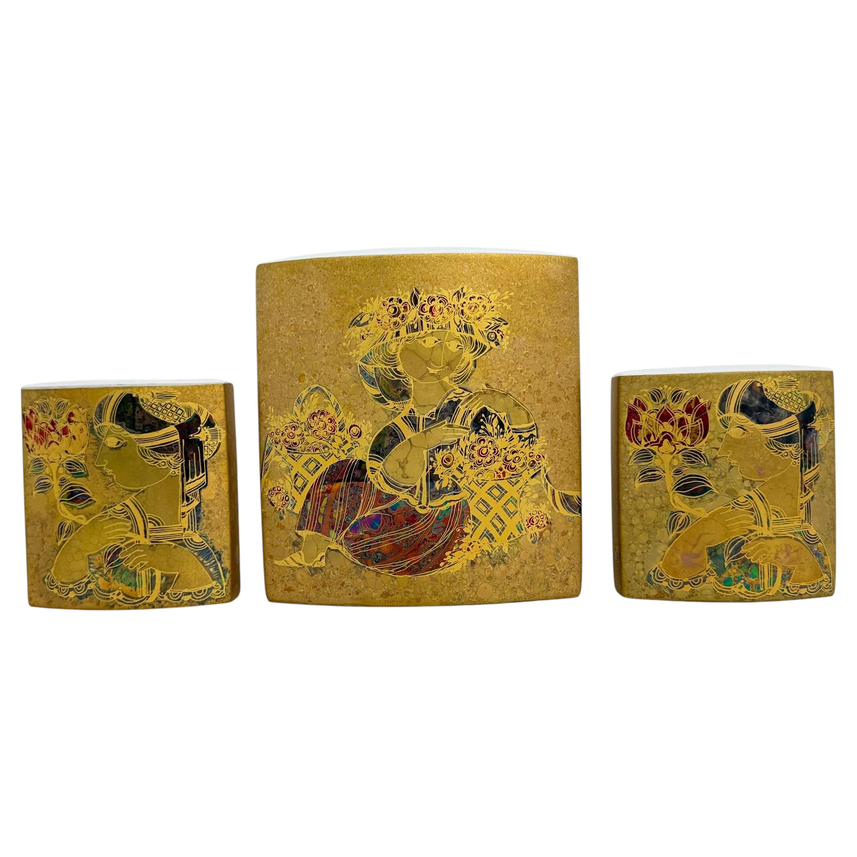 Rare Set of 3 Bjørn Wiinblad for Rosenthal vase, 1970’s For Sale