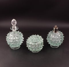 Seltener Satz von 3 blauen Acquamarine Rostrato Murano Glasvasen von Barovier & Toso