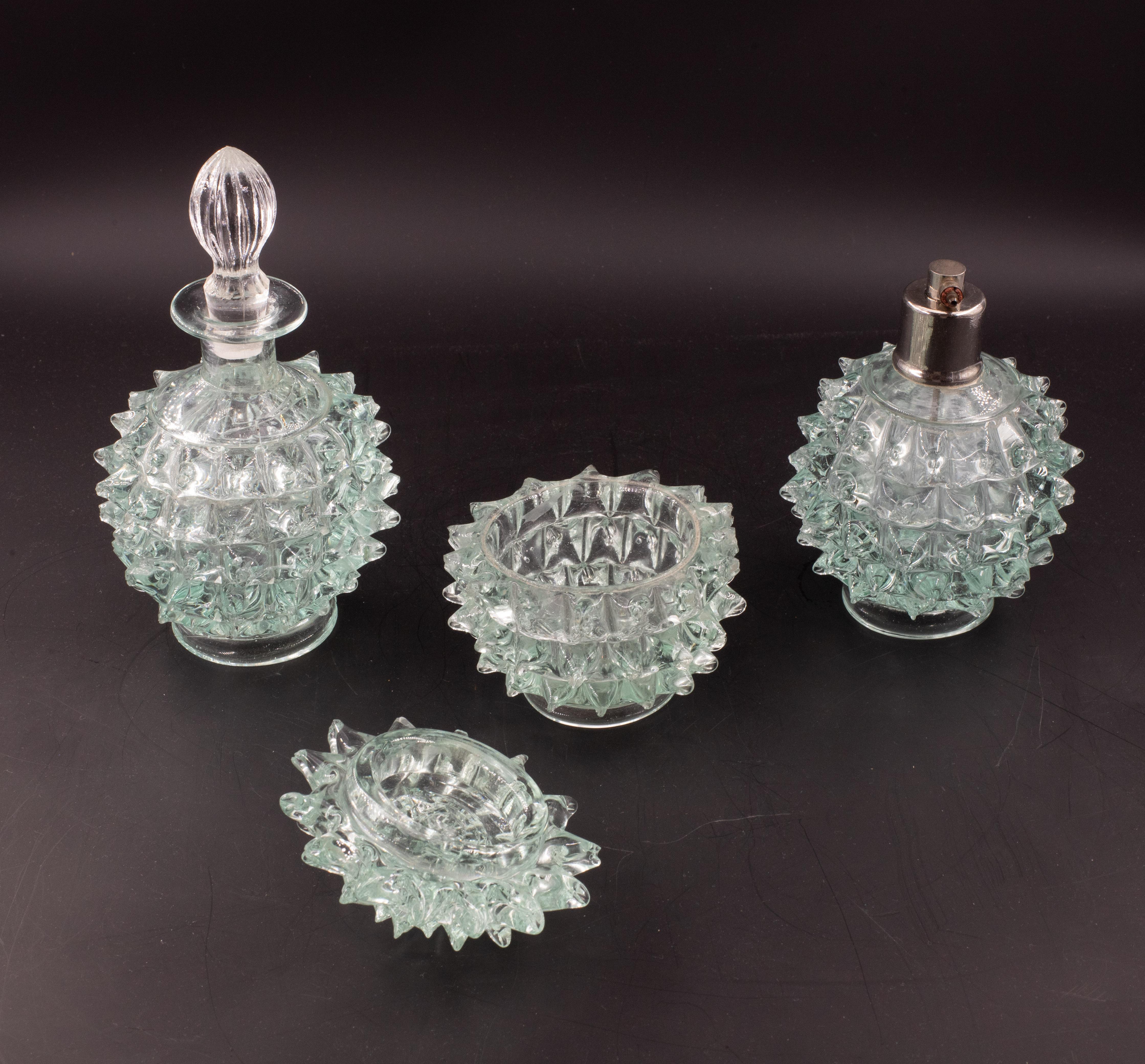 Raro set di 3 vasi in vetro di Murano Blu Acquamarina Rostrato di Barovier&Toso In condizioni buone in vendita a Roma, IT