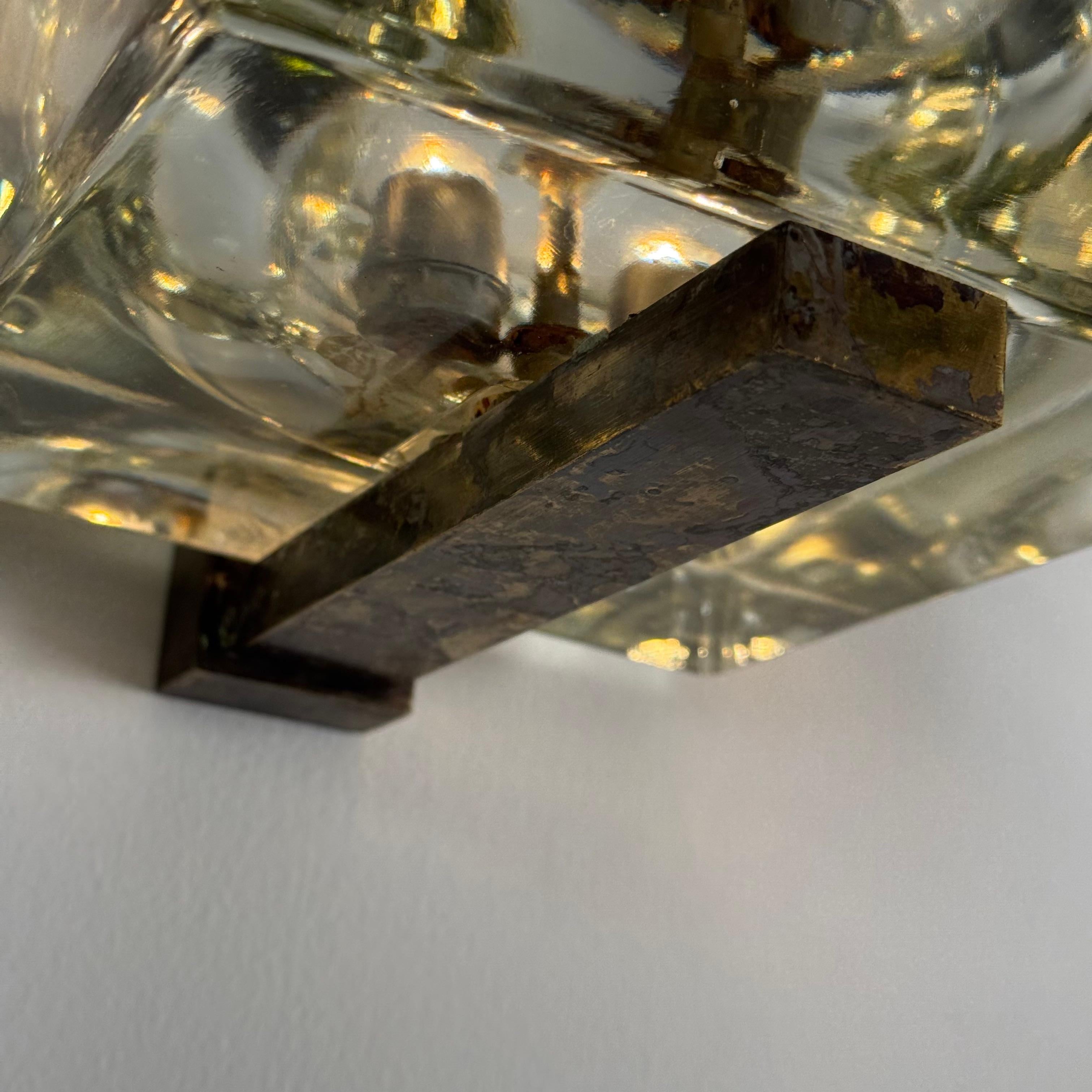 Rare Set of 3 “Cubosfera” Wall Lights by Alessandro Mendini for Fidenza Vetraria en venta 2