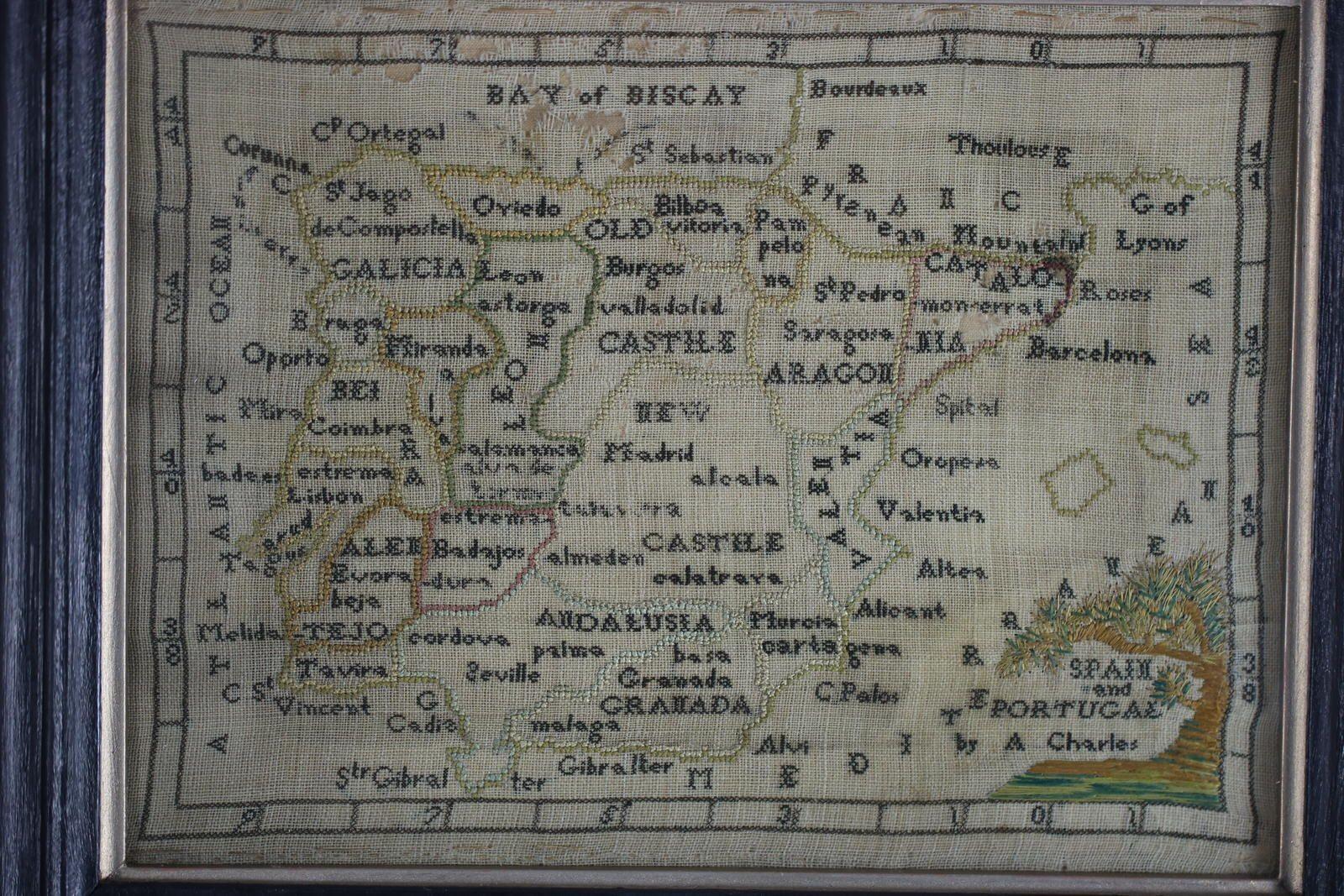Seltener Satz von 3 Map Sammlerstücken von A Charles. Italien, Spanien und Frankreich im Angebot 10