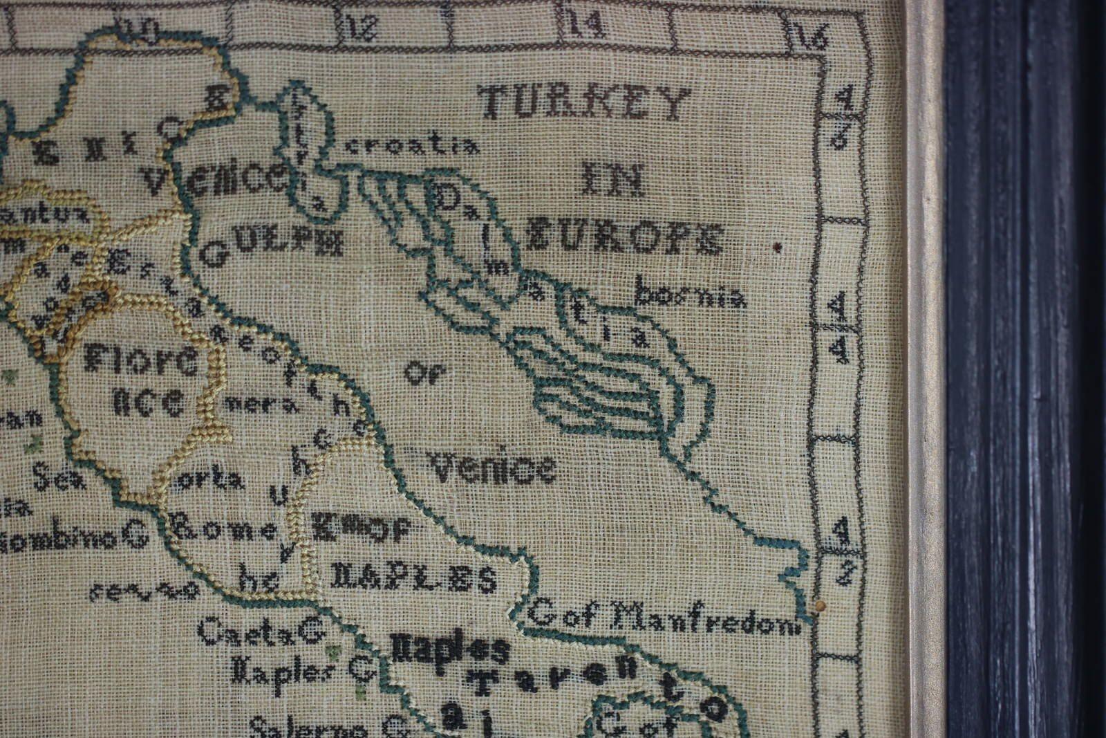 19th Century Rare Set of 3 Map Samplers by A Charles. Italy, Spain & France For Sale