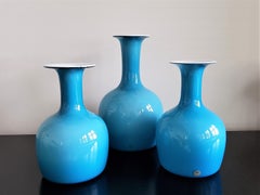 Rare Set of 3 Opal Blue Glass 'Carnaby' Vases by Per Lütken for Holmegaard