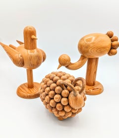 Rare set of 3 Pine Sculpture by Kaija Aarikka, Finland 1970s