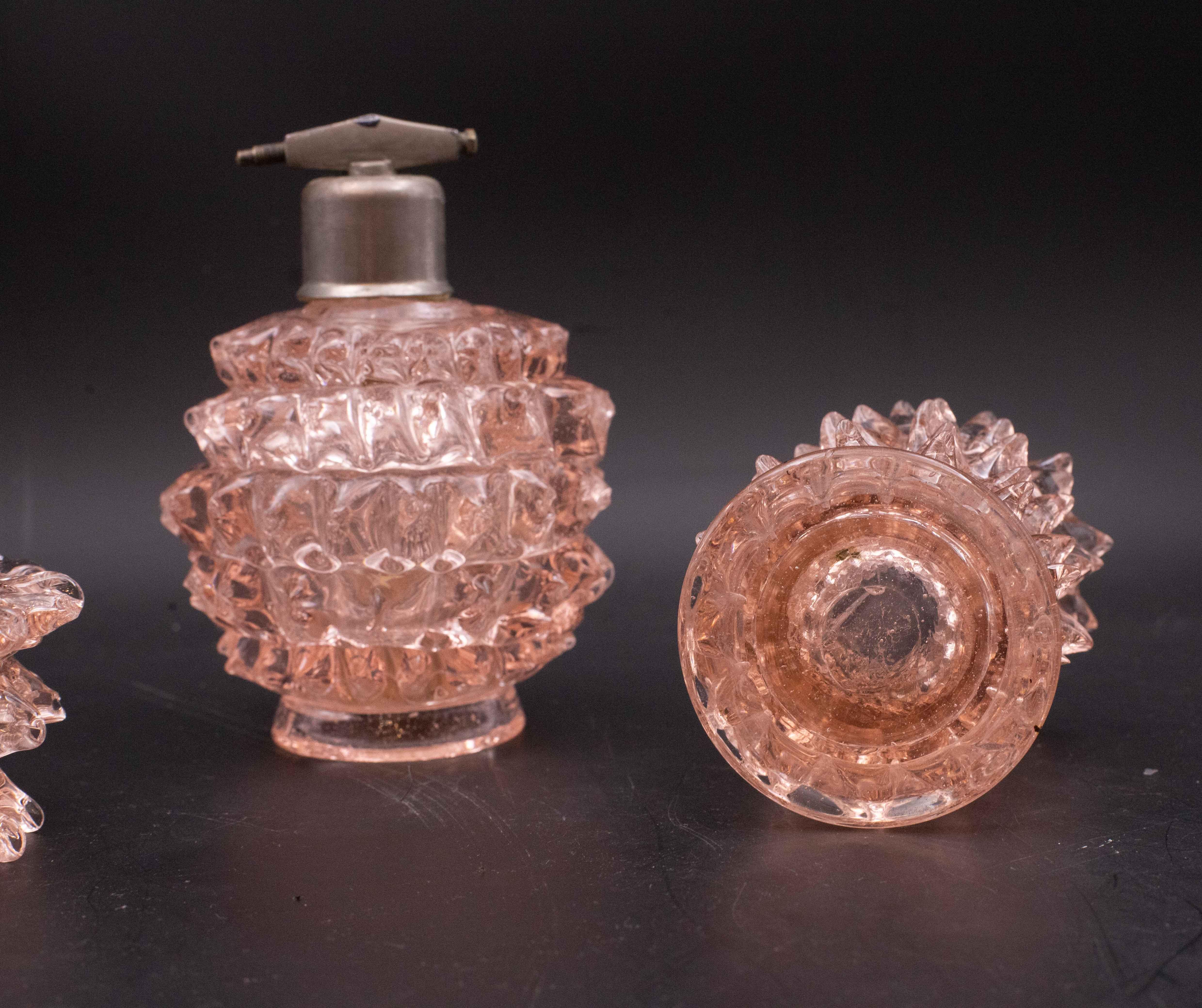 Raro set di 3 vasi in vetro rosa di Murano Barovier&Toso, anni 40 in vendita 2