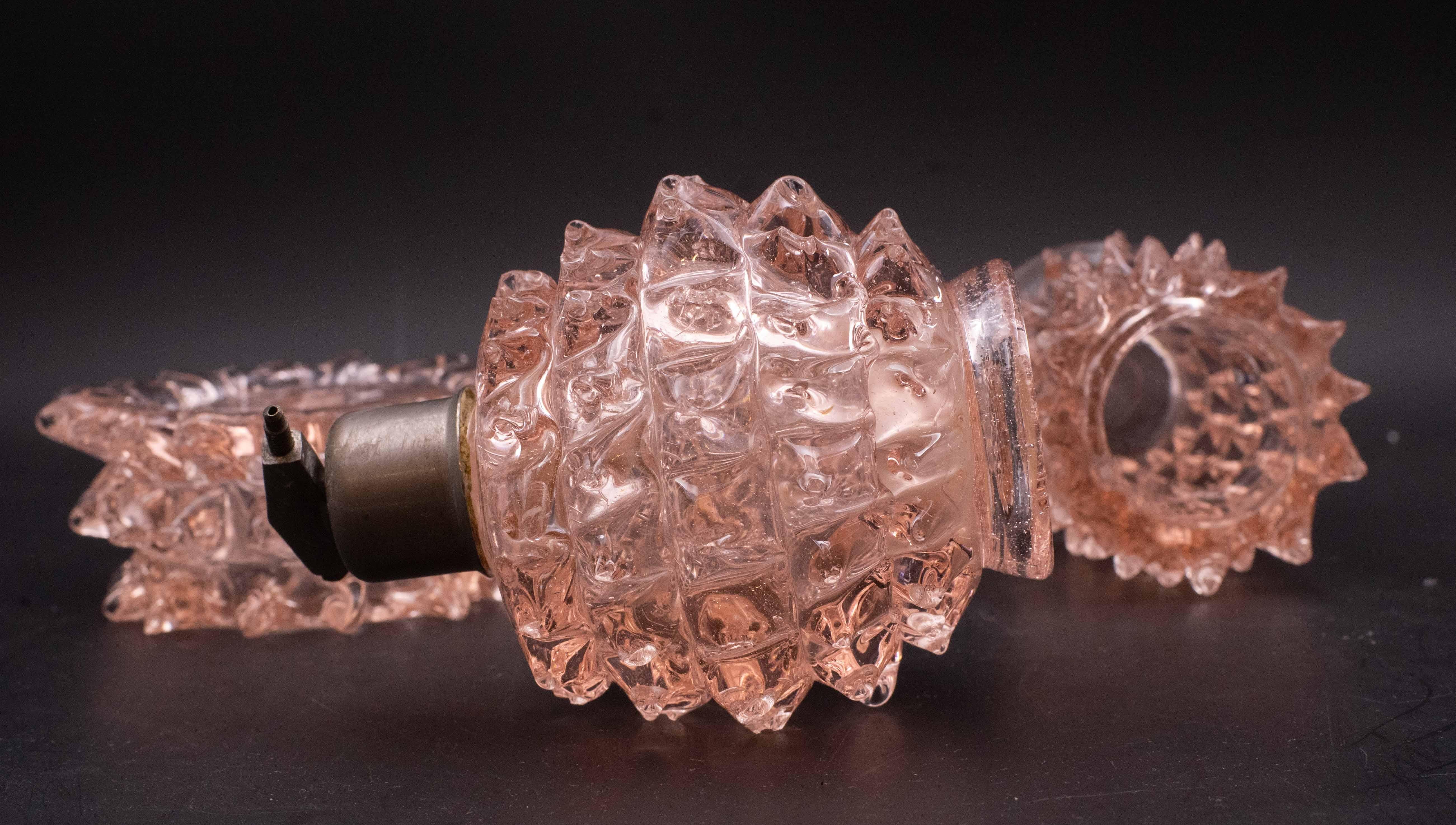 Raro set di 3 vasi in vetro rosa di Murano Barovier&Toso, anni 40 in vendita 3
