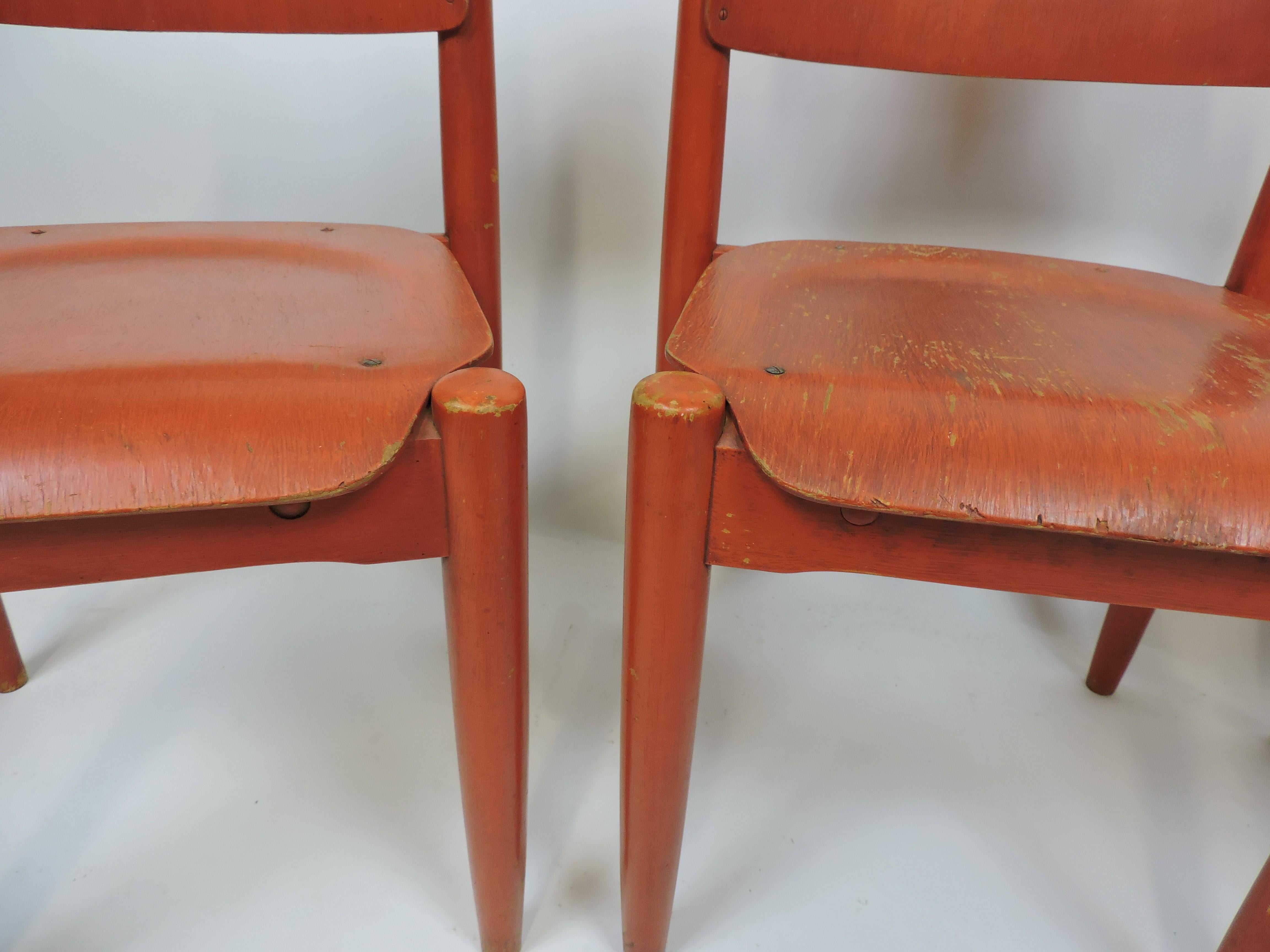  Ilmari Tapiovaara ensemble de 3 chaises Wilman empilables rares scandinaves modernes en vente 4