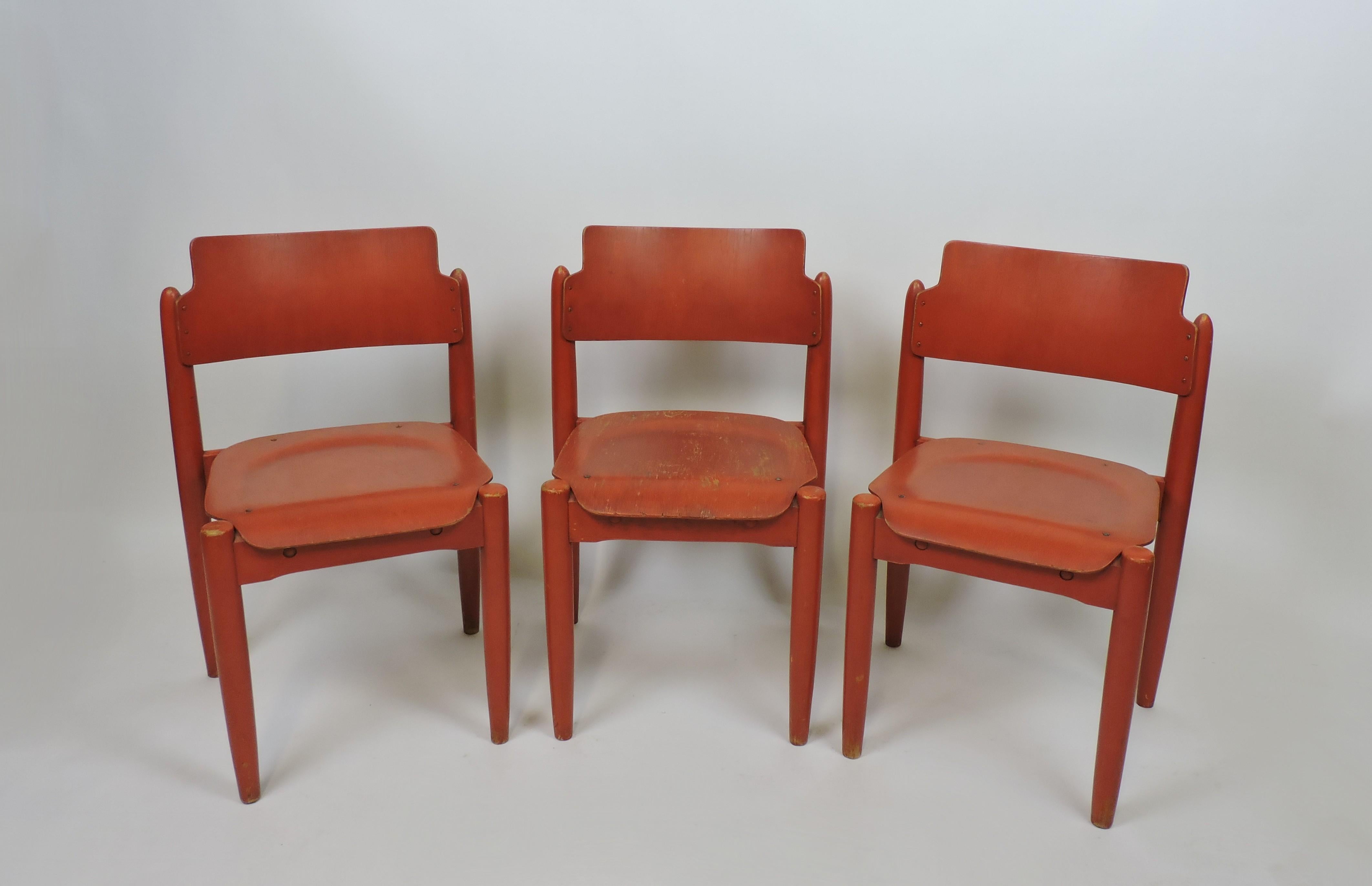  Ilmari Tapiovaara Set of 3 Stacking Rare Wilman Chairs Scandinavian Modern For Sale 8
