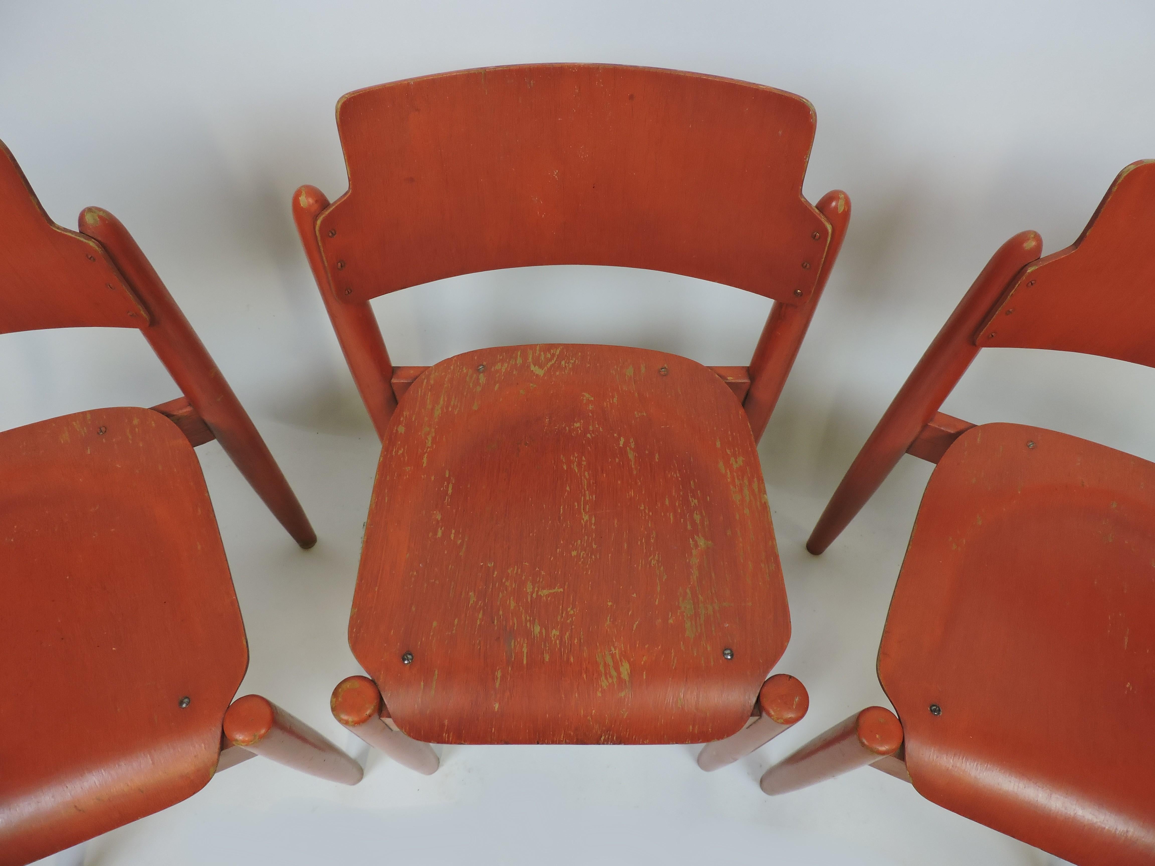 Ilmari Tapiovaara Set of 3 Stacking Rare Wilman Chairs Scandinavian Modern For Sale 1