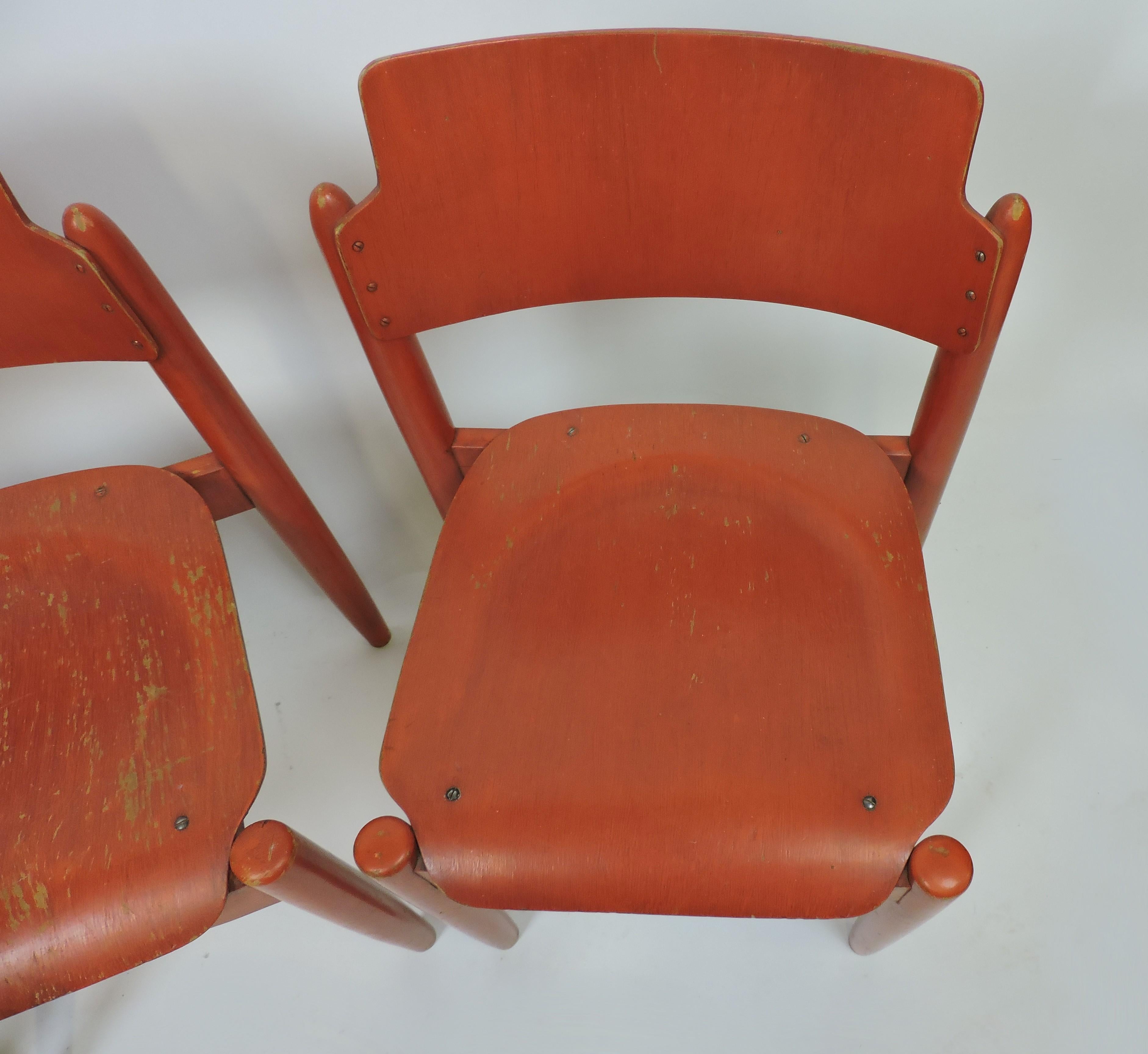  Ilmari Tapiovaara ensemble de 3 chaises Wilman empilables rares scandinaves modernes en vente 2