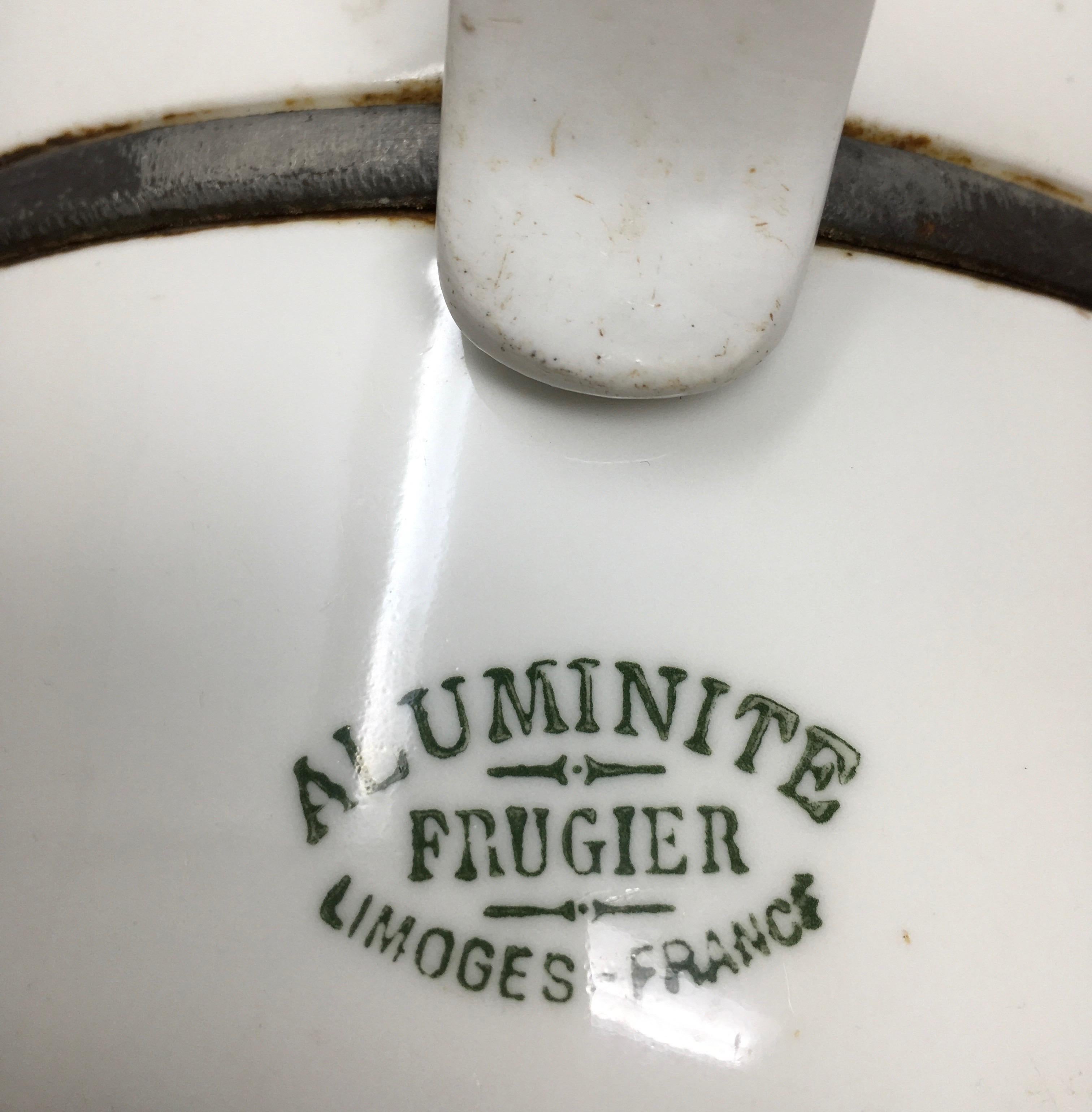 Rare Set of 3 Stamped Aluminite Frugier Limoges France Pots 7