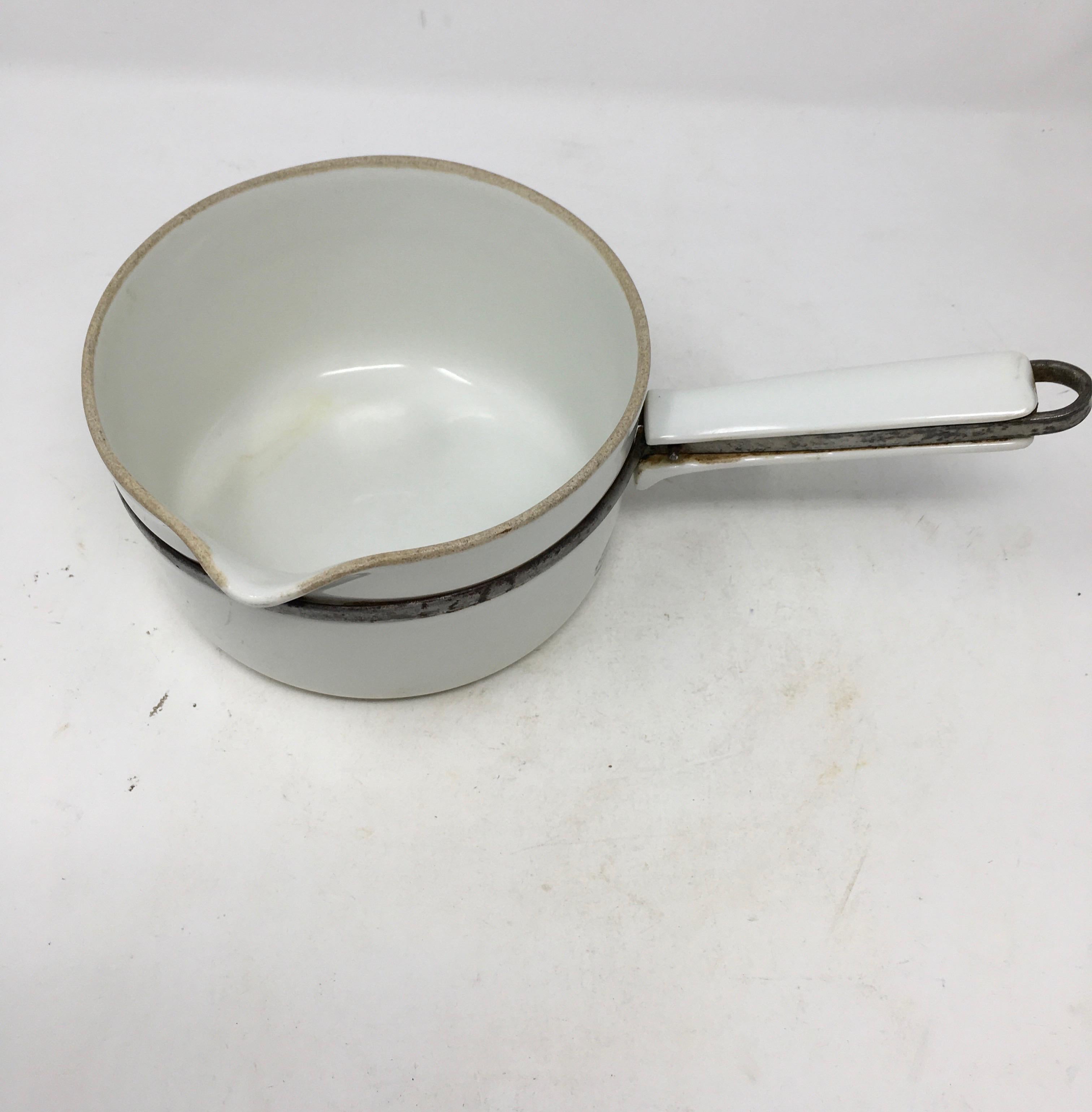 20th Century Rare Set of 3 Stamped Aluminite Frugier Limoges France Pots