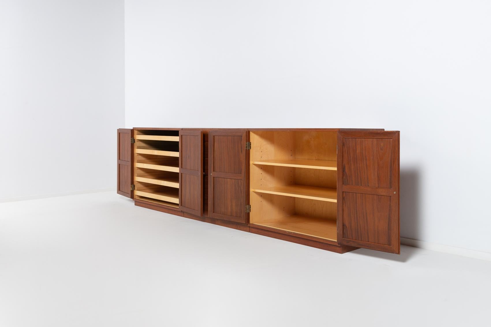 Mid-Century Modern Rare set of 3 teak cabinets by Tove & Edvard Kindt-Larsen for Thorald Madsens For Sale