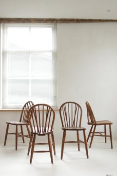 Rare Set of 4 19th Century British Military Windsor Chairs - WD Stamped