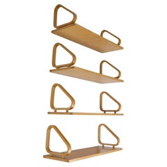 Seltener 4er-Set Alvar Aalto 'Peg' Wandregale Modell 112, Artek 1930er-40er Jahre.