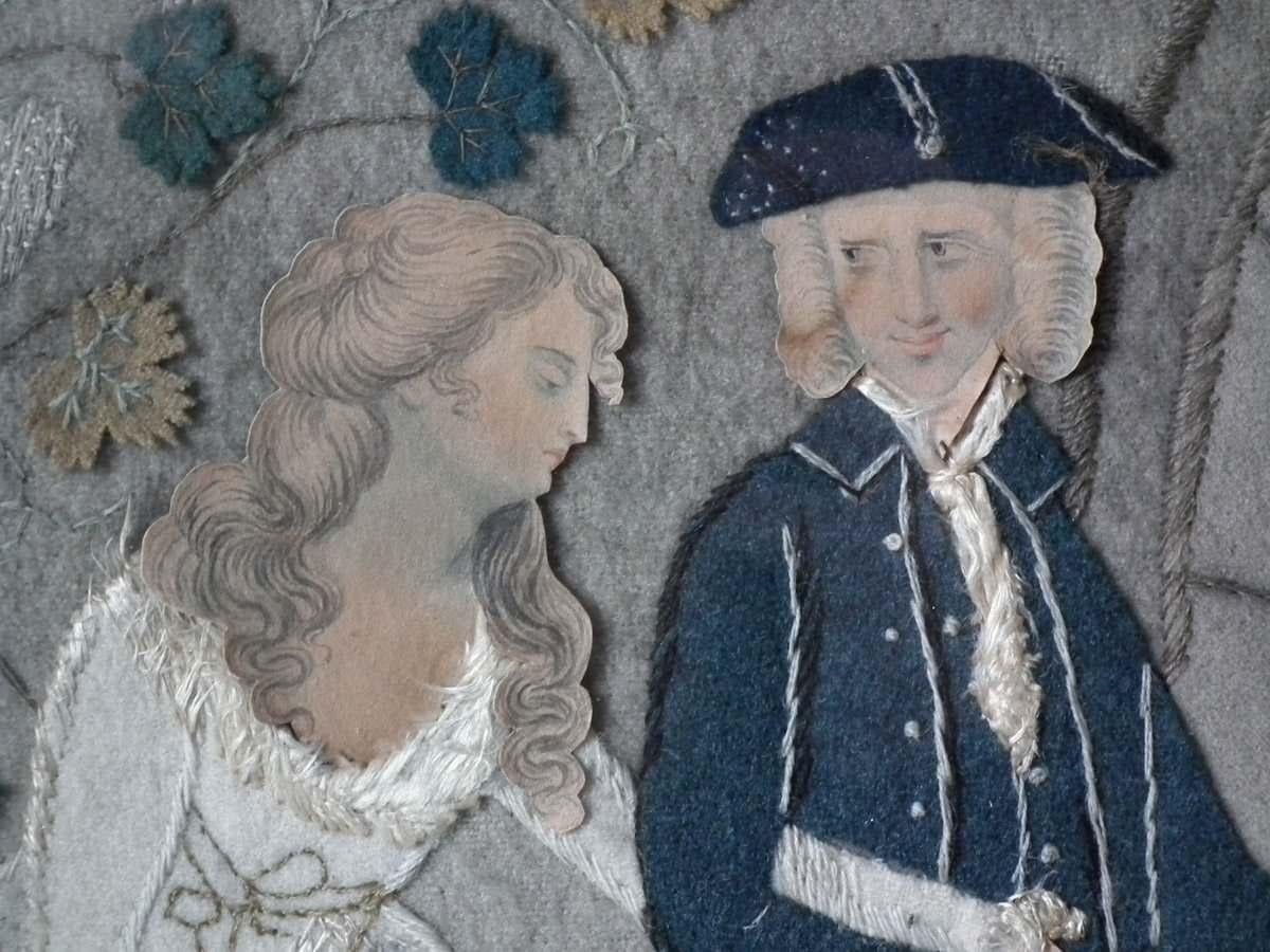 Rare Set of 4 Antique Georgian Appliqué Embroideries 3
