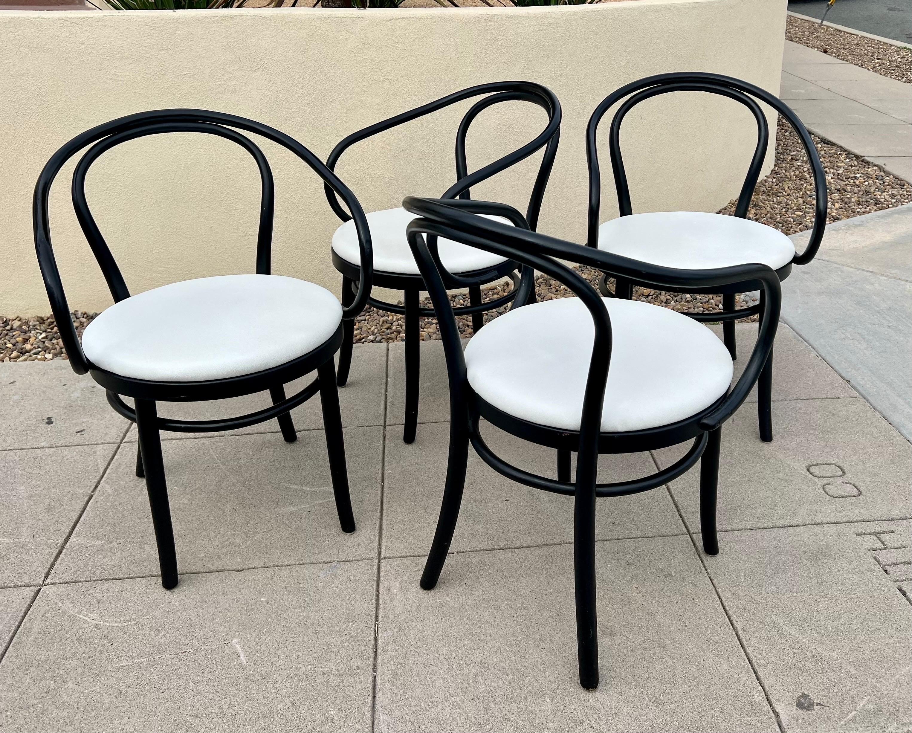 Art Nouveau Rare Set of 4 Armchairs Model 209 by Thonet Industries With Label For Sale